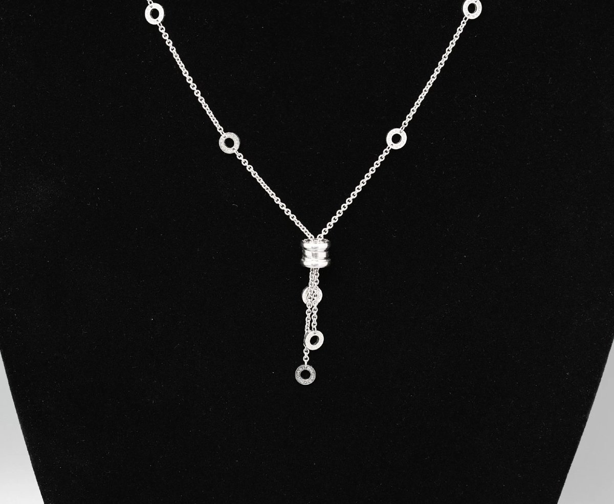 Authentique collier Bvlgari B.zero1 Element à pampilles en or blanc 18 carats, 17,5 pouces, 14,-photo-2