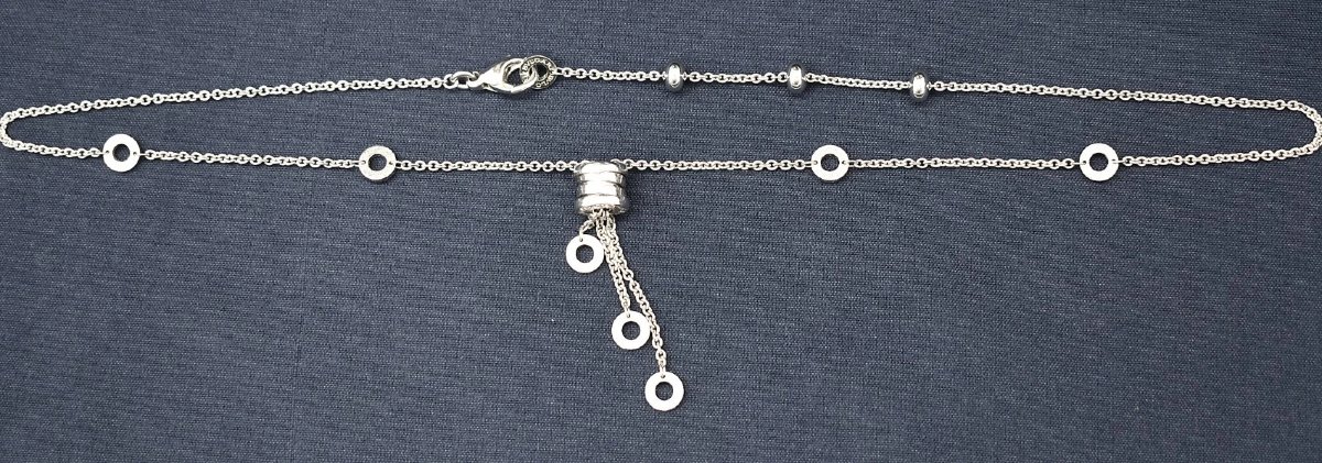 Authentique collier Bvlgari B.zero1 Element à pampilles en or blanc 18 carats, 17,5 pouces, 14,-photo-4