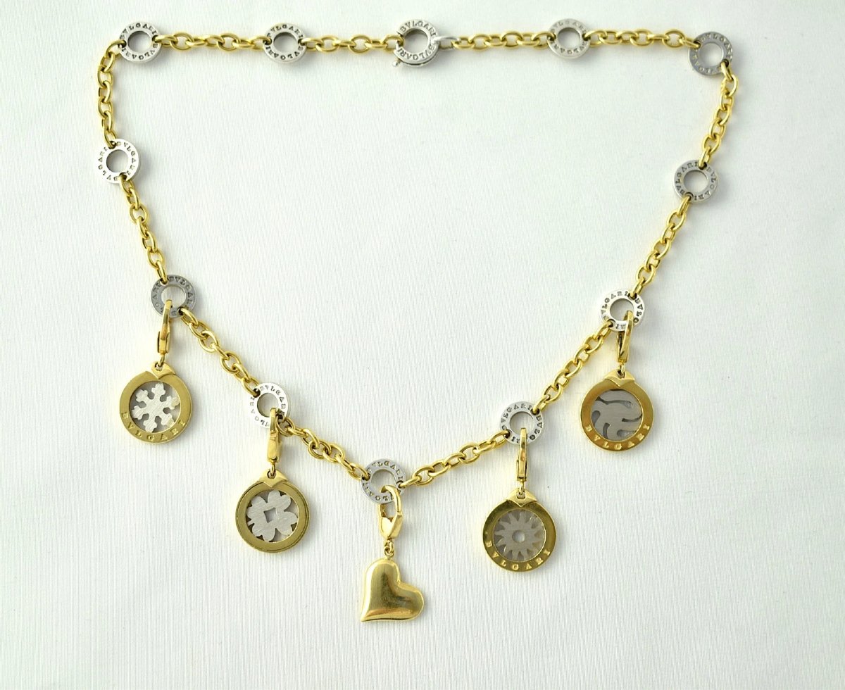 Collier vintage Bvlgari Tondo (40,6 cm / 16 pouces) en or 18 carats et acier inoxydable, avec 5-photo-2