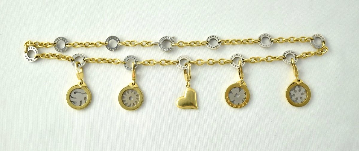 Collier vintage Bvlgari Tondo (40,6 cm / 16 pouces) en or 18 carats et acier inoxydable, avec 5-photo-3
