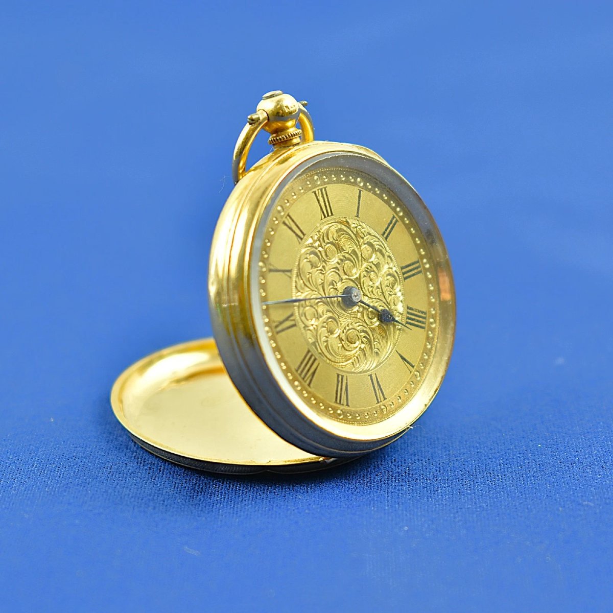 Montre de poche ancienne JW Benson en or 18 carats, échappement à cylindre, 32 mm, remontage à 