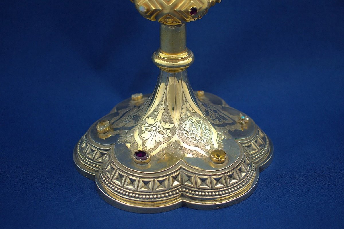 19th Century French Silver-gilt Vermeil And Gem-set Ciborium, Circa 1850-photo-1