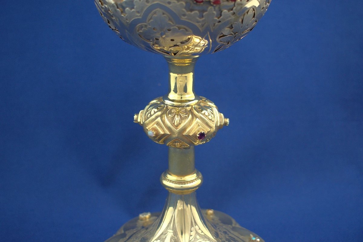 19th Century French Silver-gilt Vermeil And Gem-set Ciborium, Circa 1850-photo-2