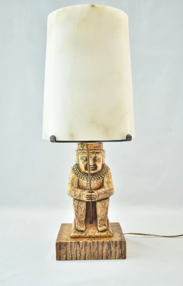 Grande lampe de table vintage du milieu du siècle (style Mid-Century) en albâtre et onyx du Mex