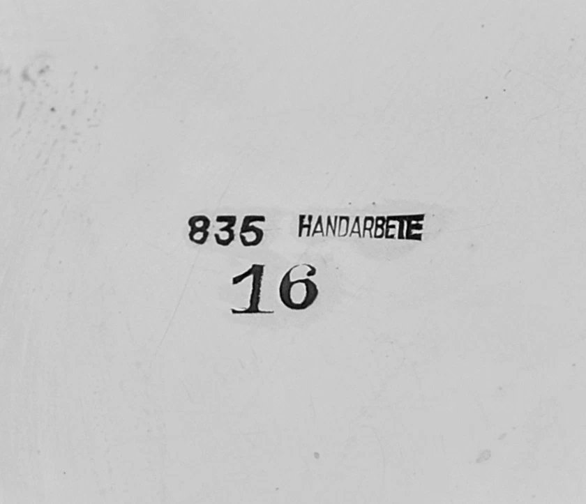 Ancienne boîte de charité (Tzedakah/Pushke) en argent suédois (titre 835) avec inscriptions en -photo-5