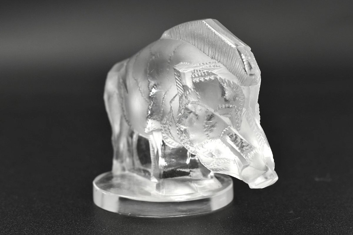 Rene Lalique Sanglier Wild Boar Car Mascot 1157. Signed R Lalique Circa 1929-photo-2