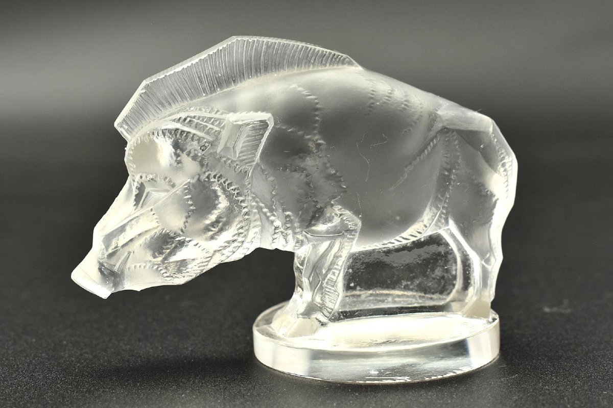 Rene Lalique Sanglier Wild Boar Car Mascot 1157. Signed R Lalique Circa 1929-photo-4