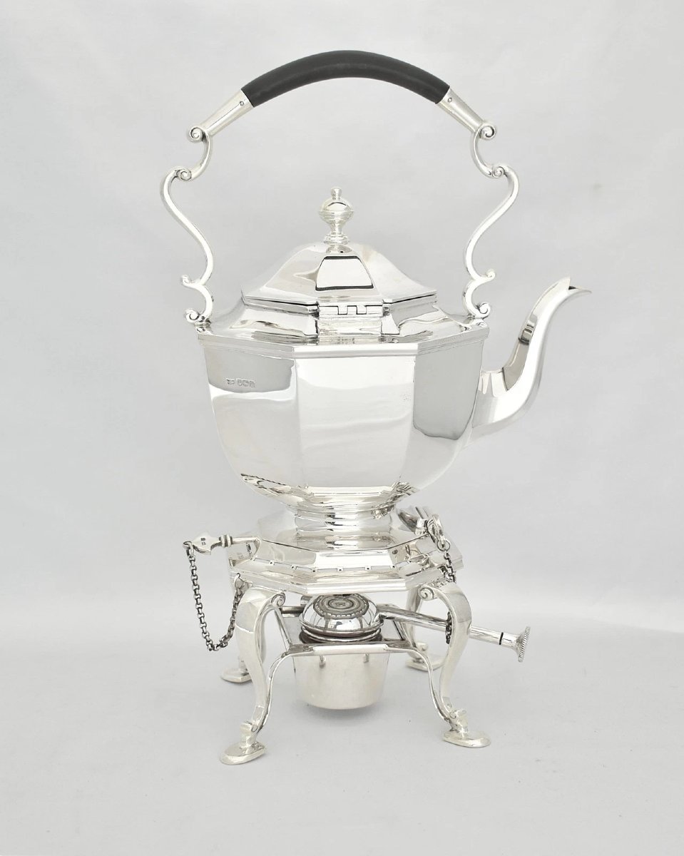 Service à thé et café 6 pièces en argent sterling Mappin & Webb (1923) avec plateau assorti, 6,-photo-4