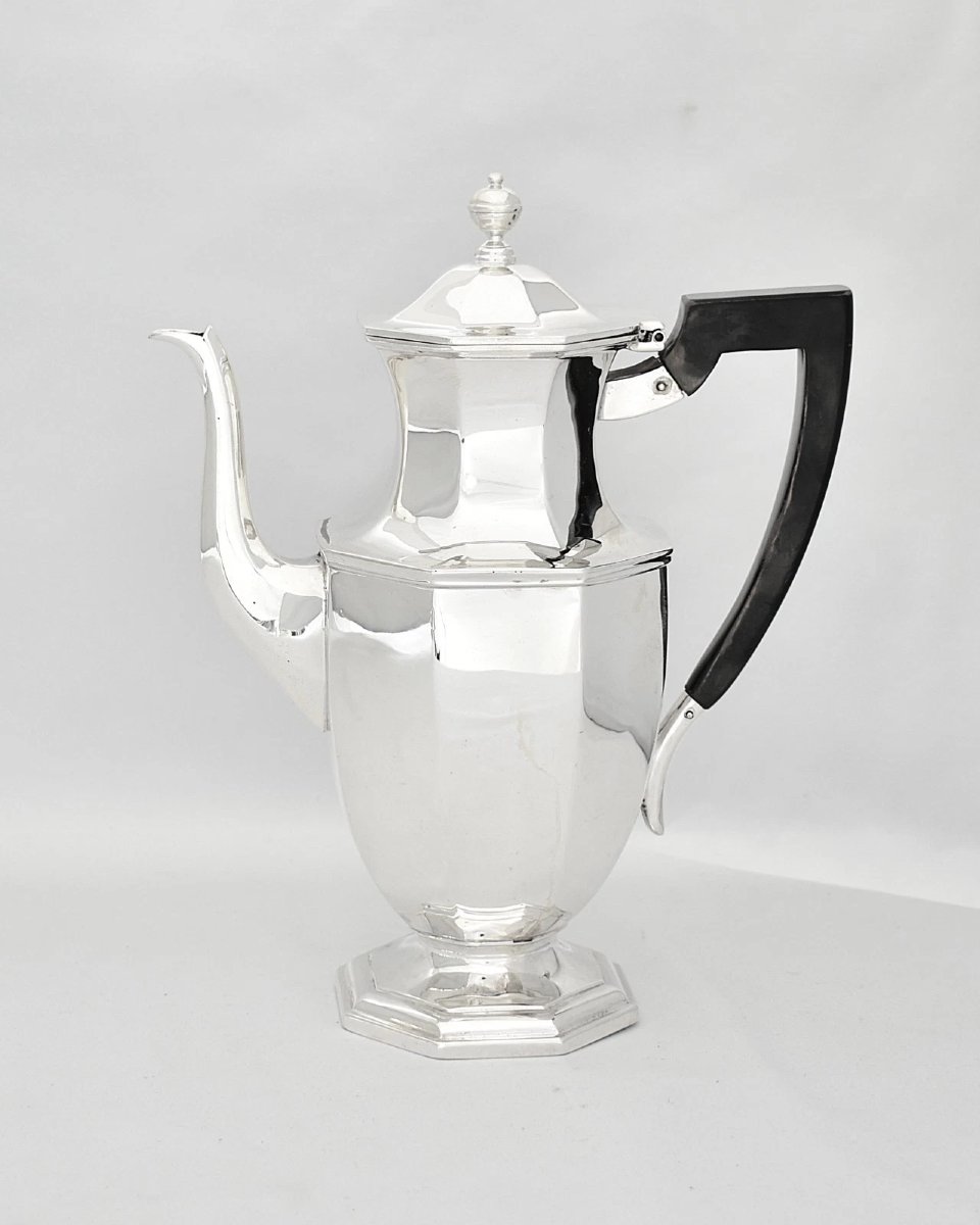 Service à thé et café 6 pièces en argent sterling Mappin & Webb (1923) avec plateau assorti, 6,-photo-2