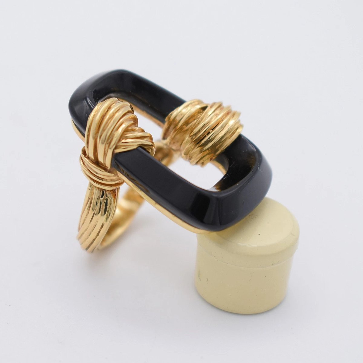 Vintage Kutchinsky Turban Design18ct Gold Black Onyx Statement Ring Circa 1972-photo-2