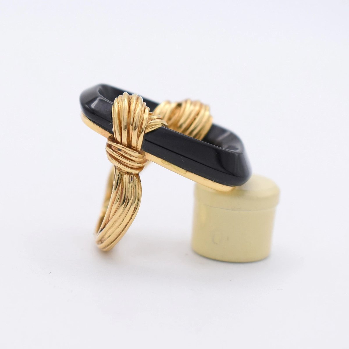 Vintage Kutchinsky Turban Design18ct Gold Black Onyx Statement Ring Circa 1972-photo-3