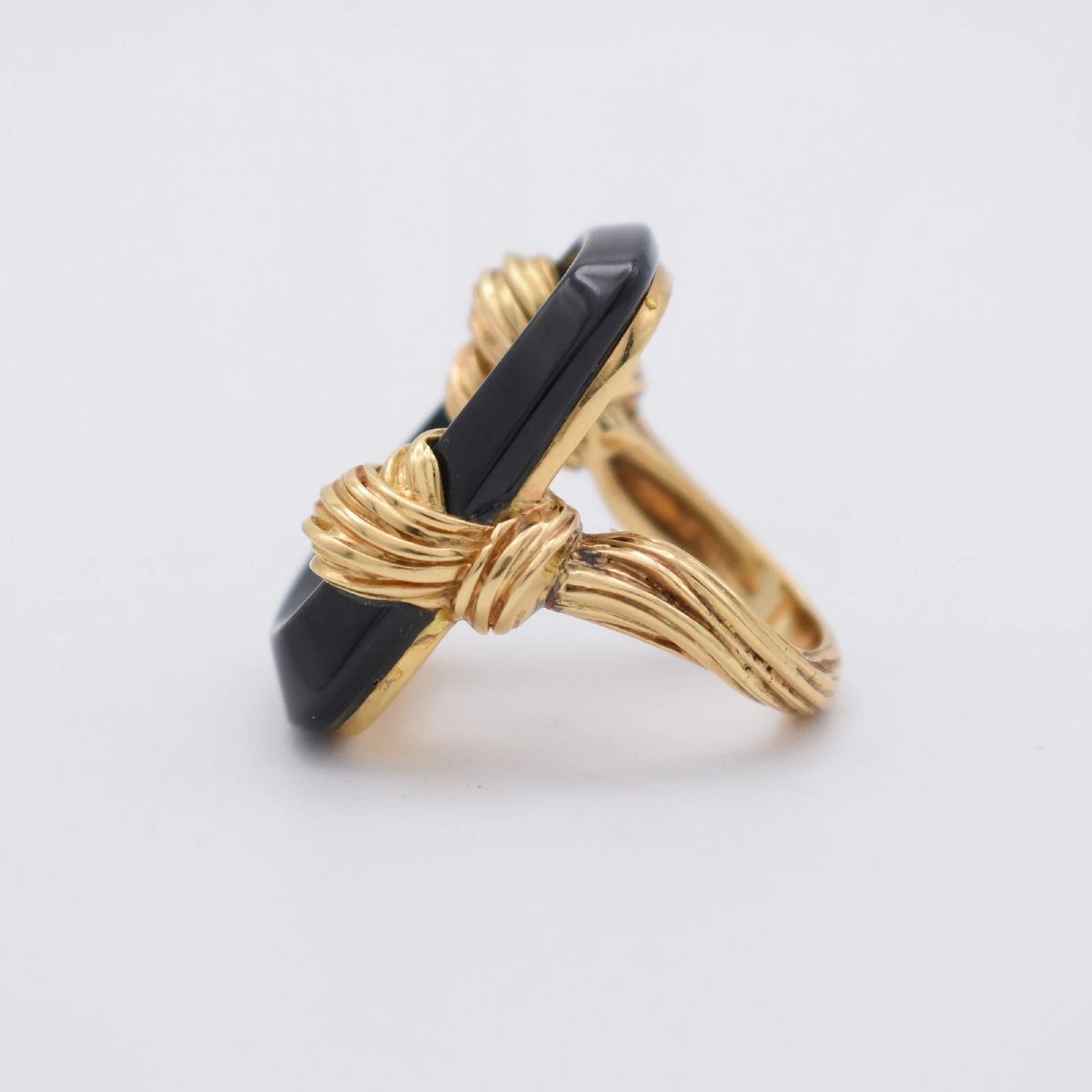 Vintage Kutchinsky Turban Design18ct Gold Black Onyx Statement Ring Circa 1972-photo-1