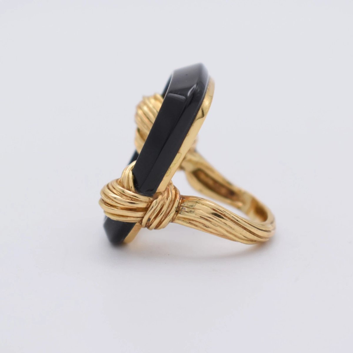 Vintage Kutchinsky Turban Design18ct Gold Black Onyx Statement Ring Circa 1972-photo-3