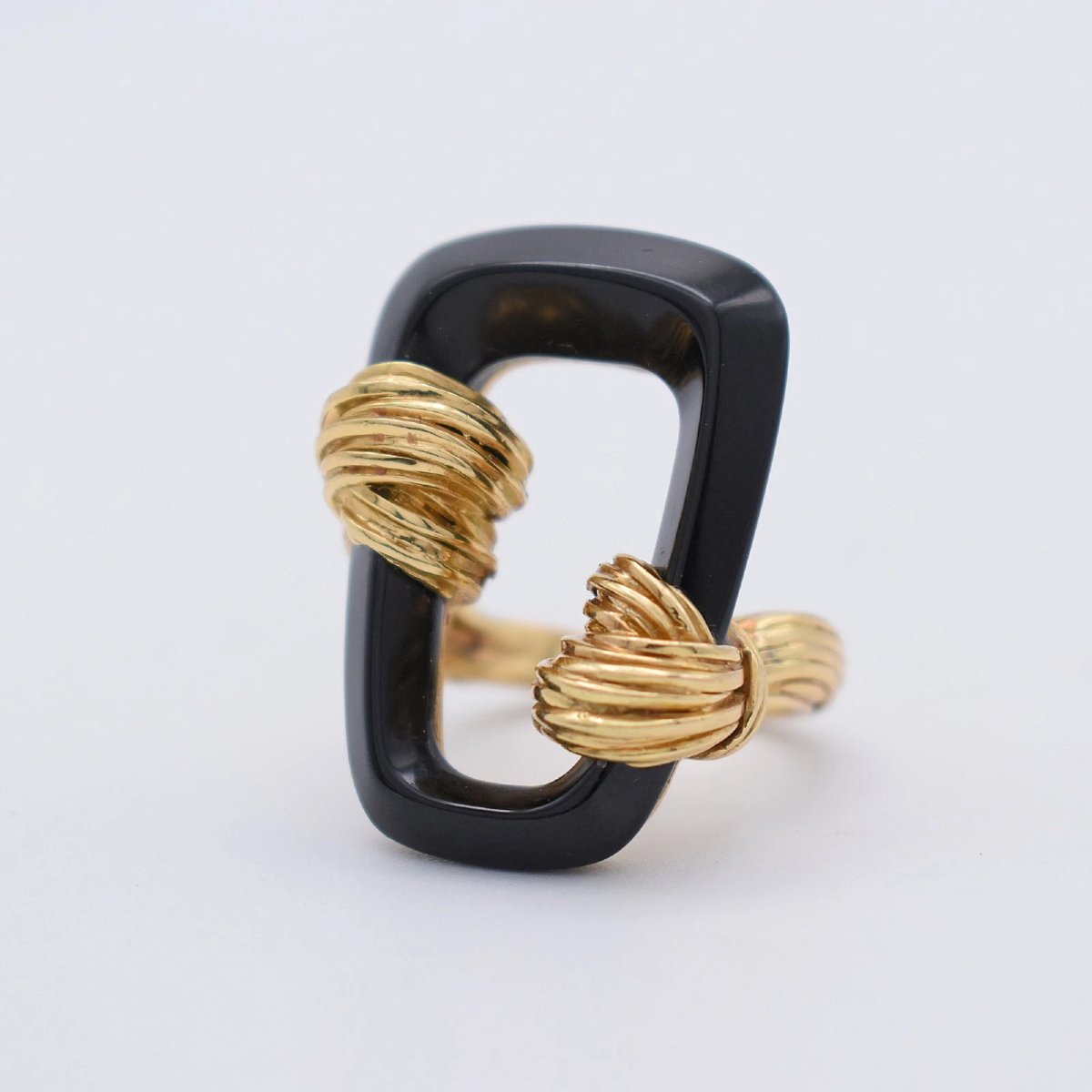 Vintage Kutchinsky Turban Design18ct Gold Black Onyx Statement Ring Circa 1972-photo-4