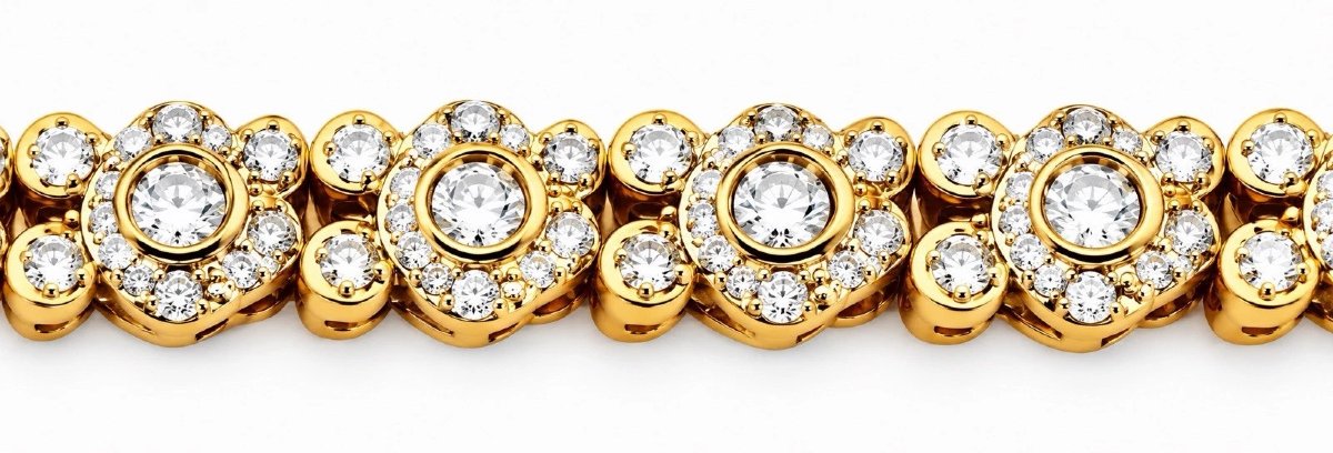 4.00 Carat Diamond 9 Carat Yellow And White Gold Floral Cluster Bracelet, 2011-photo-4