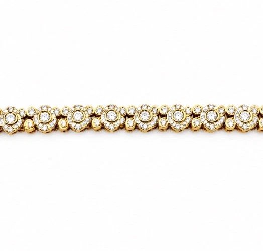 4.00 Carat Diamond 9 Carat Yellow And White Gold Floral Cluster Bracelet, 2011-photo-1