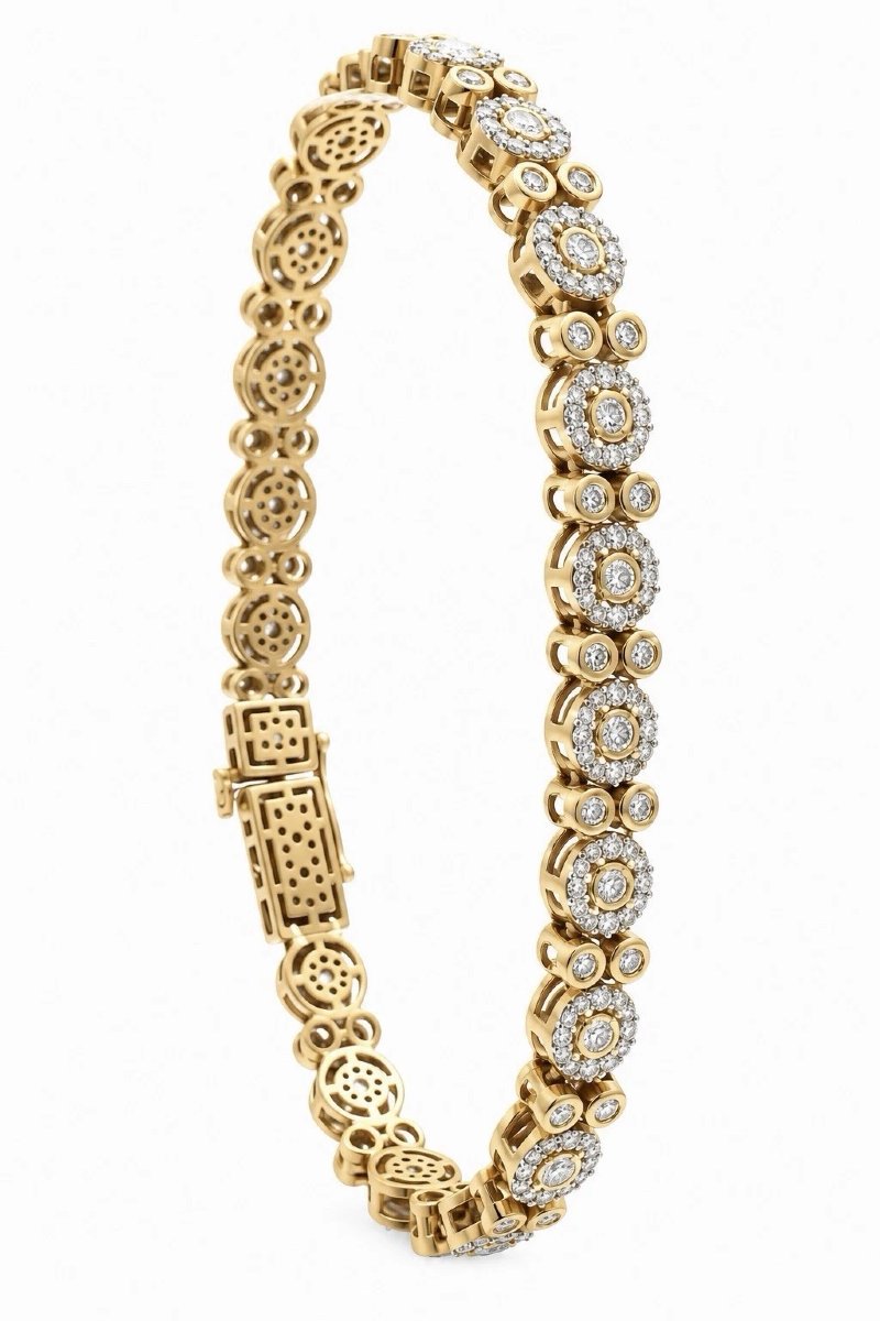 4.00 Carat Diamond 9 Carat Yellow And White Gold Floral Cluster Bracelet, 2011-photo-2