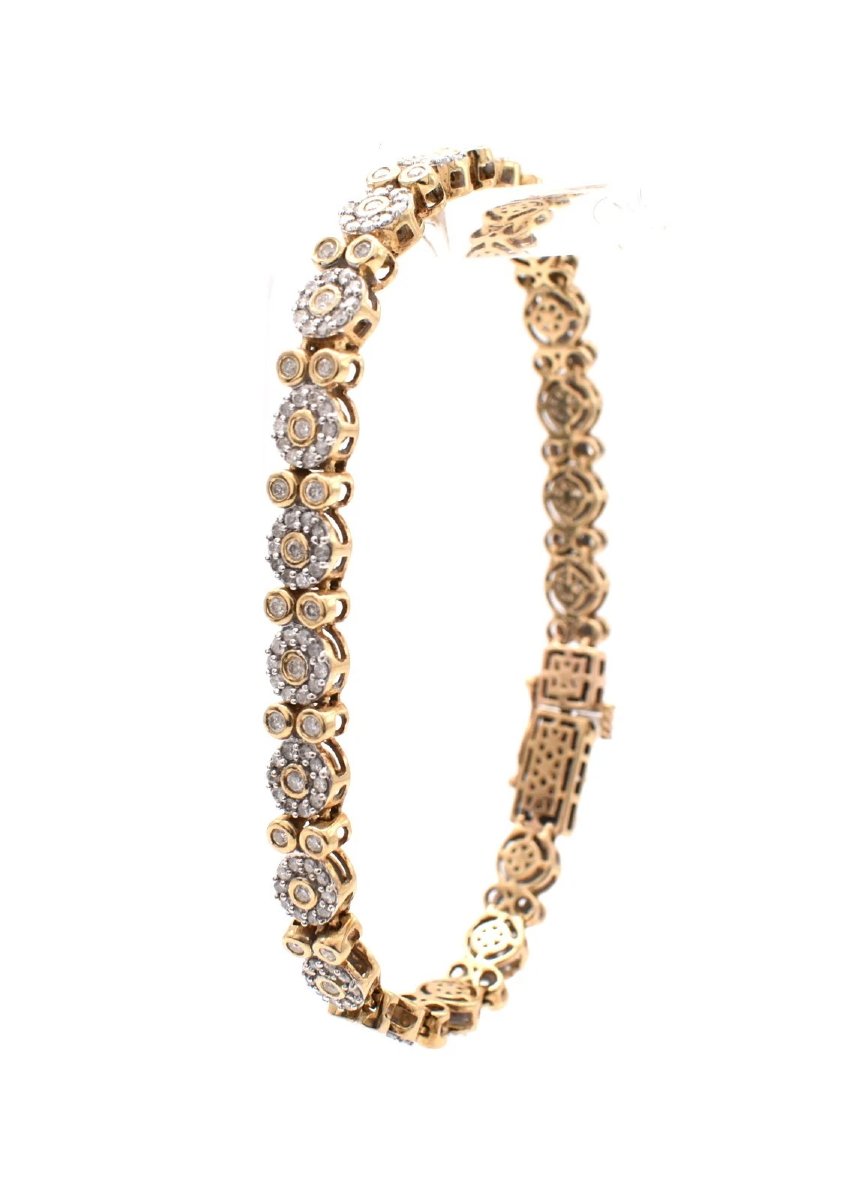 4.00 Carat Diamond 9 Carat Yellow And White Gold Floral Cluster Bracelet, 2011-photo-4