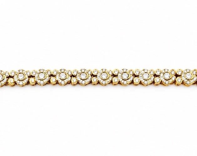 4.00 Carat Diamond 9 Carat Yellow And White Gold Floral Cluster Bracelet, 2011-photo-5