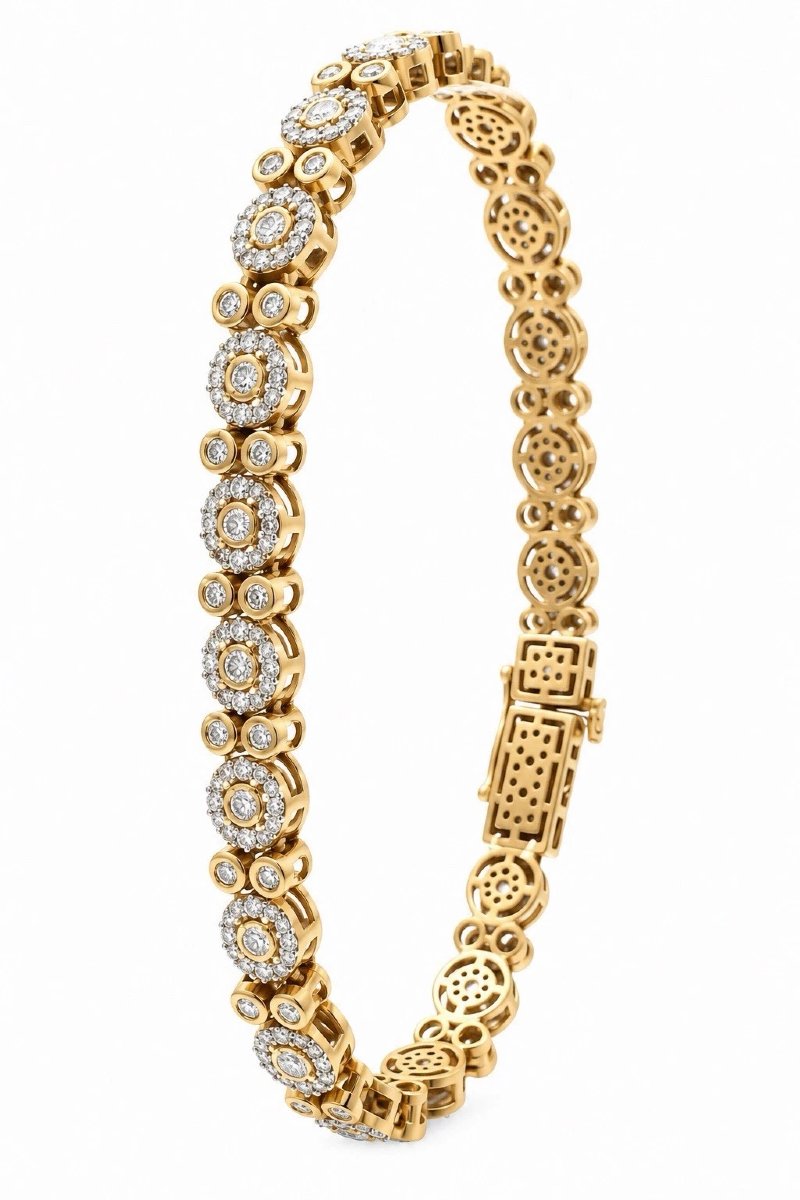 4.00 Carat Diamond 9 Carat Yellow And White Gold Floral Cluster Bracelet, 2011-photo-8