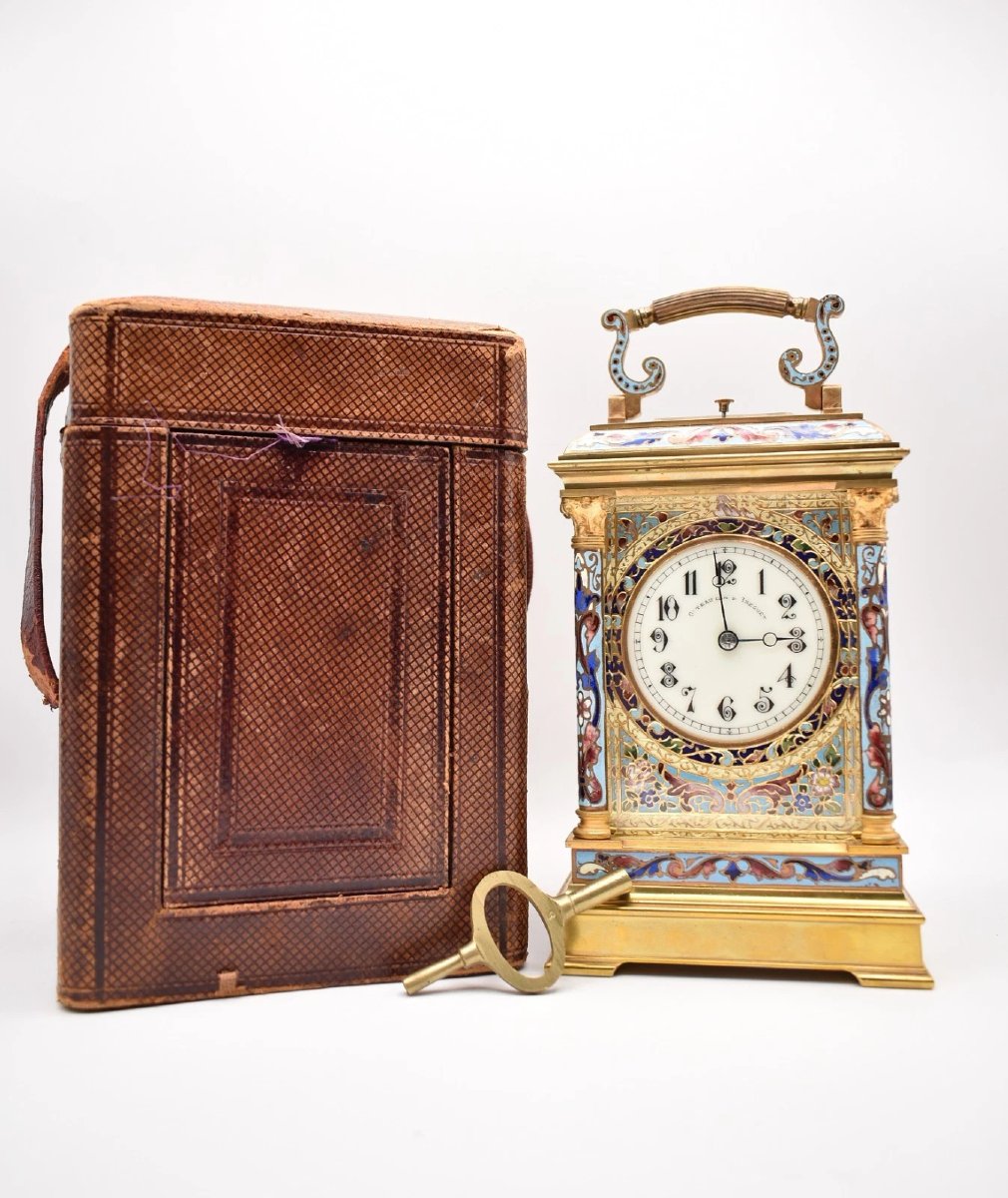 Large 19th Century French Brass Repeating Carriage Clock By Giteau, Palais Royal-photo-2
