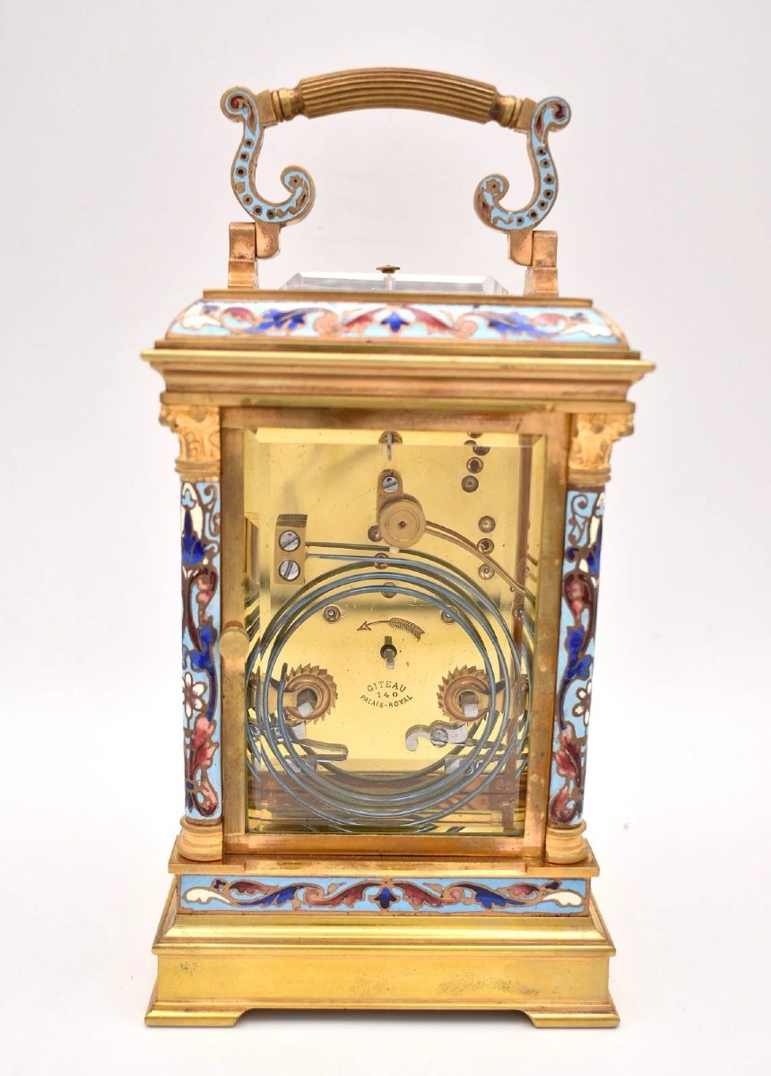 Large 19th Century French Brass Repeating Carriage Clock By Giteau, Palais Royal-photo-2