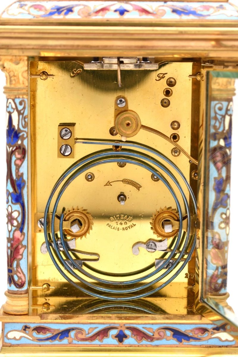 Large 19th Century French Brass Repeating Carriage Clock By Giteau, Palais Royal-photo-3