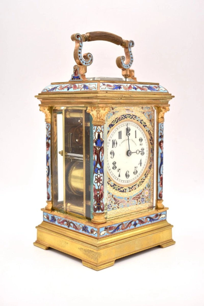 Large 19th Century French Brass Repeating Carriage Clock By Giteau, Palais Royal-photo-4