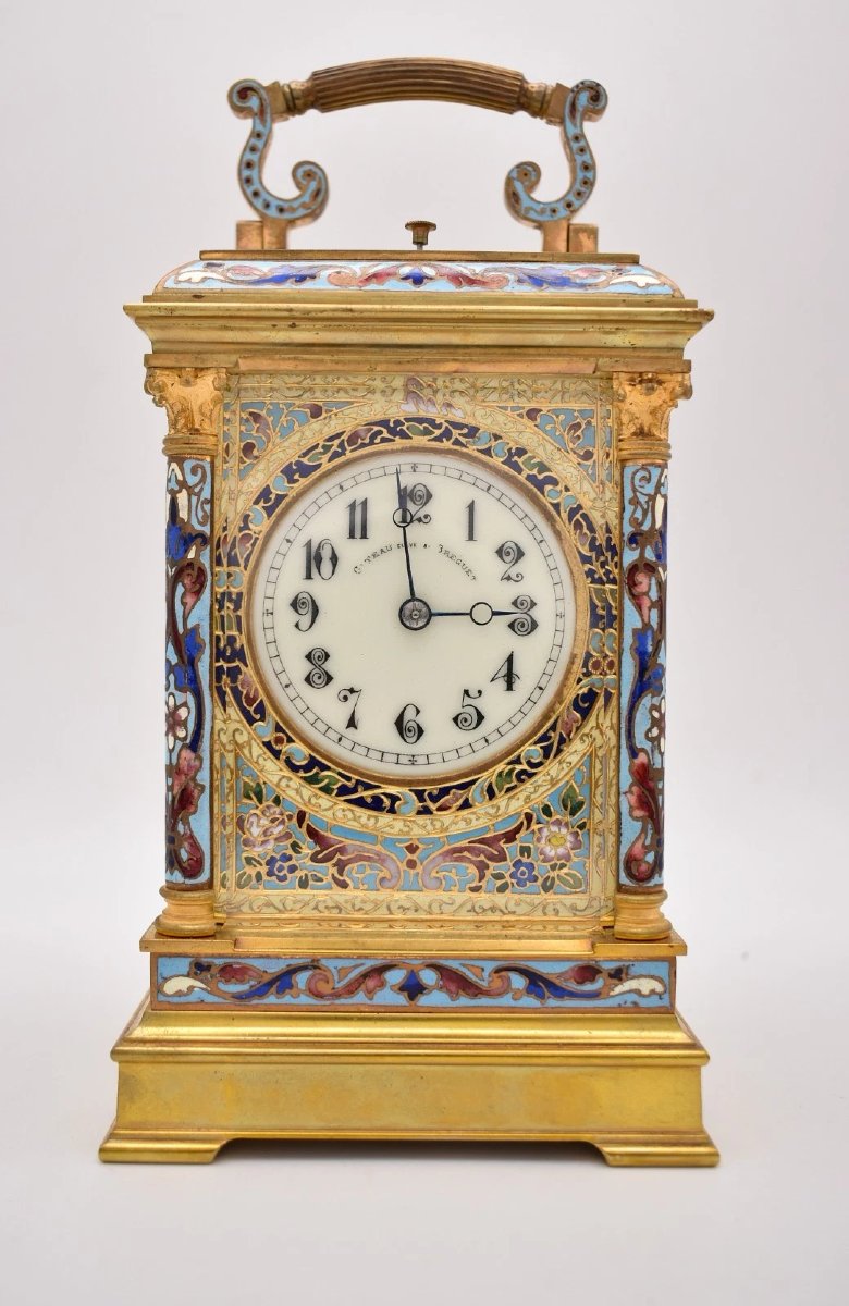 Large 19th Century French Brass Repeating Carriage Clock By Giteau, Palais Royal