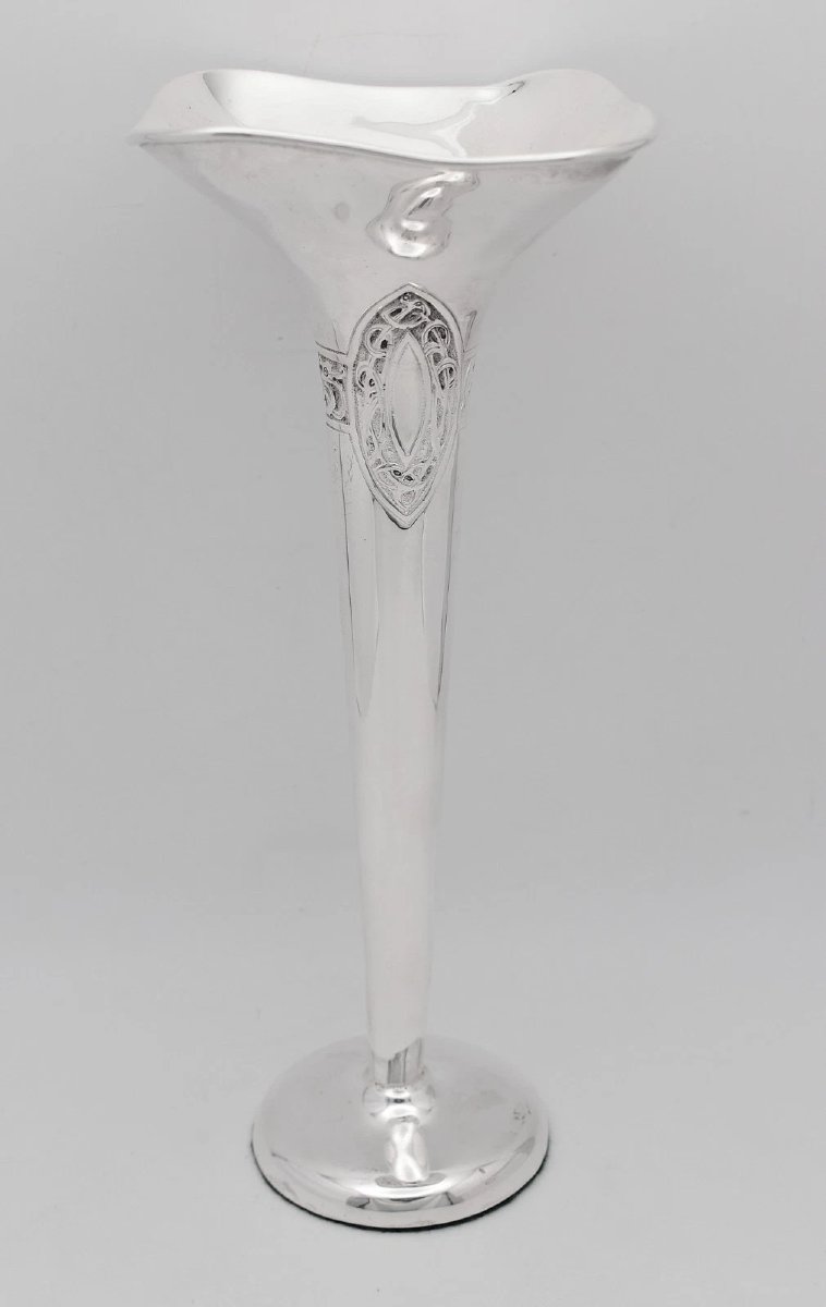 Edwardian Sterling Silver Trumpet Vases Pair London C.s. & Co Celtic Knot 1130g-photo-2