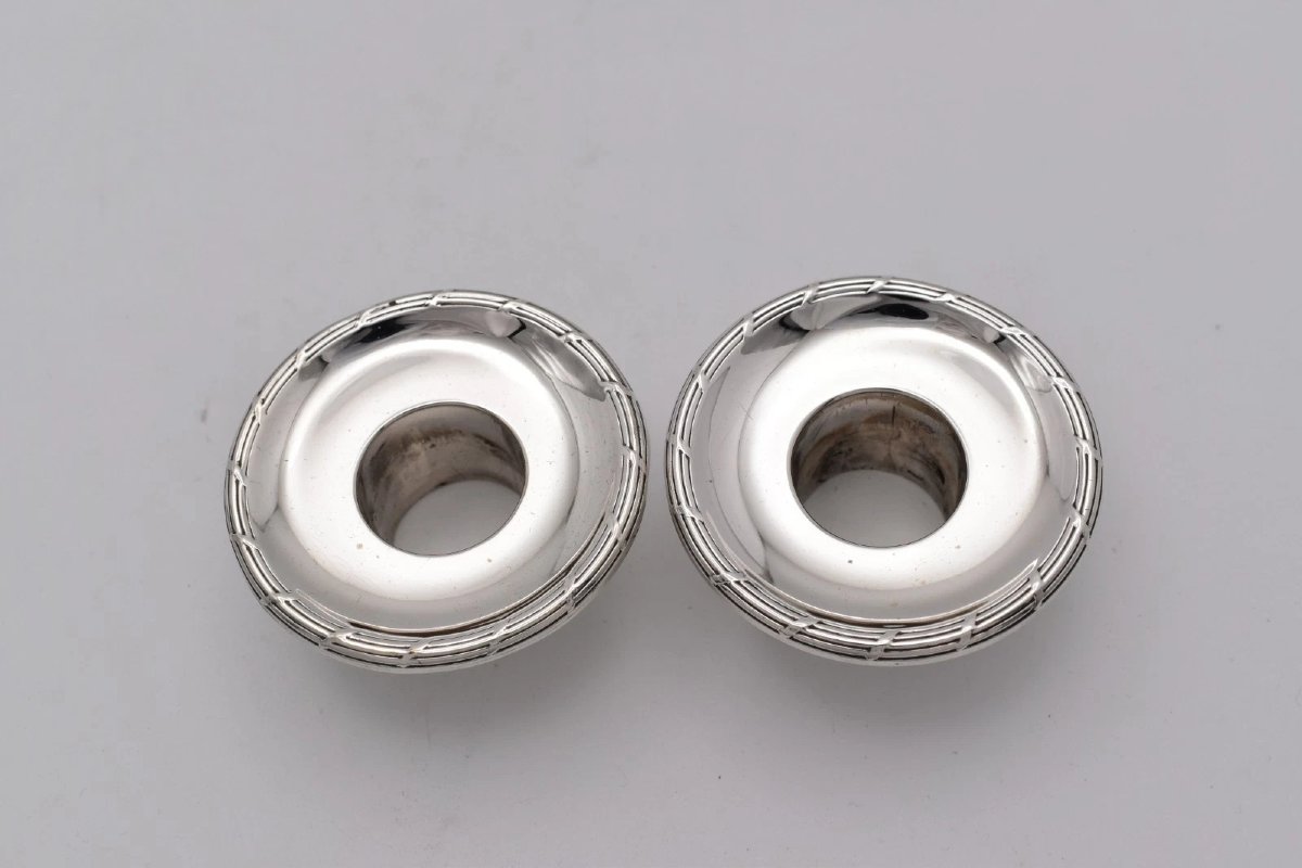 Mappin Webb 1912 Sheffield Sterling Silver Candlesticks Pair Neo Classical Adam-photo-4
