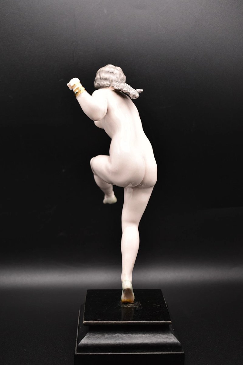 Antique Dressel & Kister Figurine Danseuse Nue En Porcelaine Art Déco 24,5 cm-photo-3