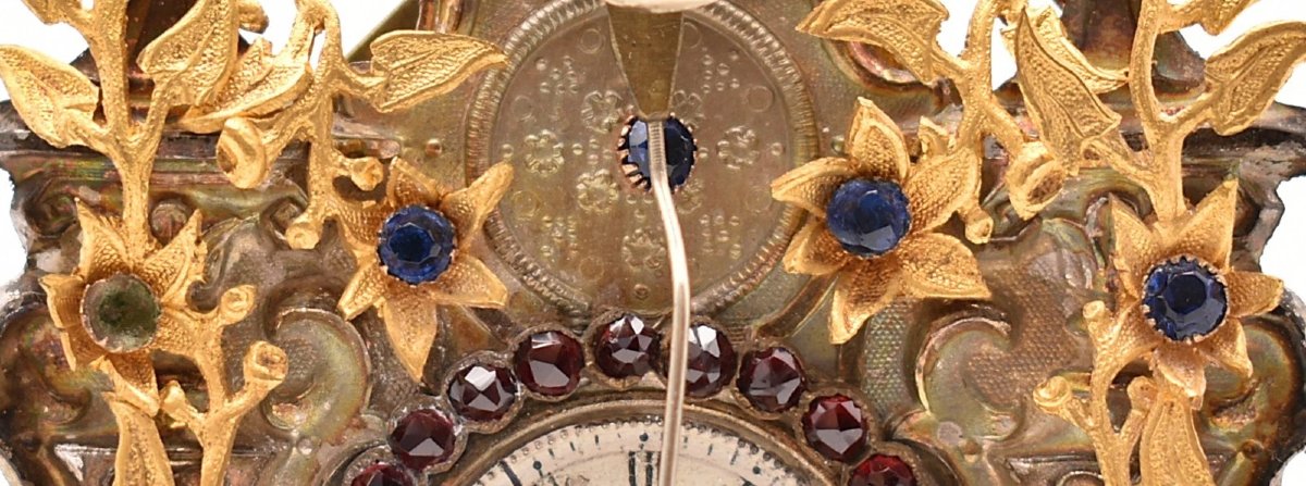 Antique Silver Austrian Biedermeier Miniature Zappler Clock Glass Dome 10cm 1890-photo-6