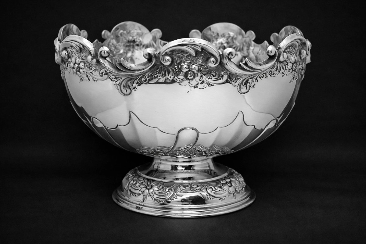 Antique Edwardian Sterling Silver Monteith Bowl Elkington London 1901 Punch-photo-2