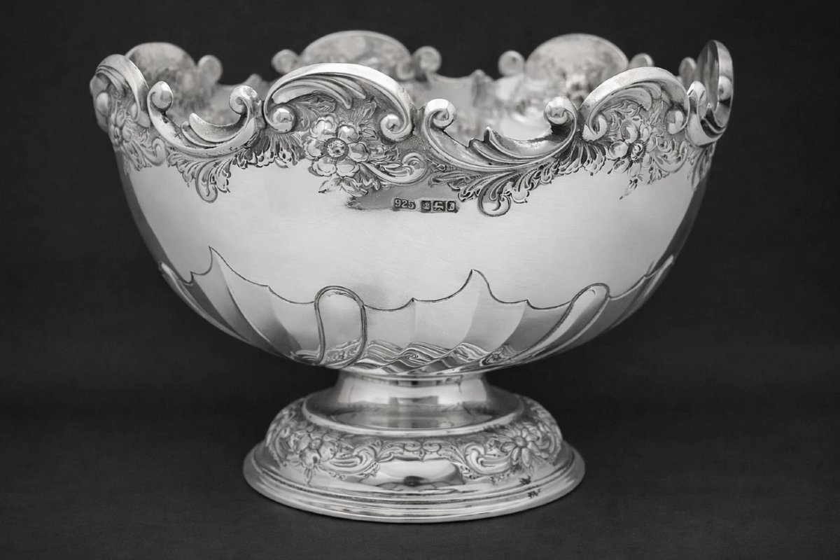 Antique Edwardian Sterling Silver Monteith Bowl Elkington London 1901 Punch