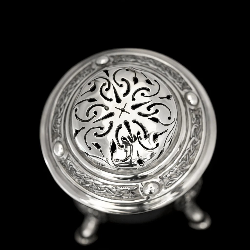 Irish Antique Celtic Sterling Silver Potpourri Jar Weir Sons Dublin 1932 253g-photo-2