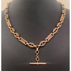 A Victorian 9ct Heavy Rose Gold Albert Watch / Neck Chain Stars And Bars 53gr
