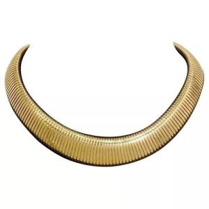 Collier Tubogas Vintage En Or 14k, Milieu Du 20e Siècle, Italie