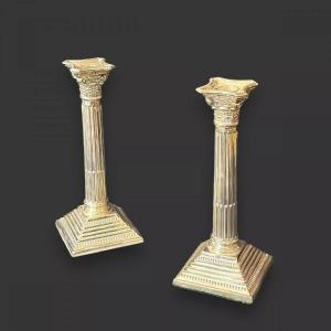 Pair Of Victorian Sterling Silver Candlesticks