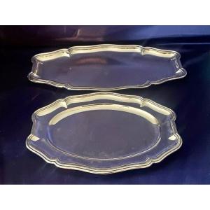 Puiforcat. Two Large Antique French 950 Solid Silver Louis XVI Serving Platters