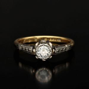 Bague de fiançailles en or 18 carats et diamants des années 1920