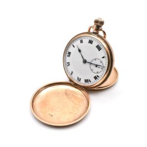 Montre de poche suisse antique en or 9 carats « AND » à 17 rubis guillochée