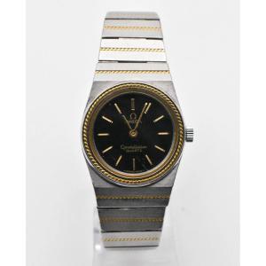 Montre-bracelet vintage Omega Constellation à quartz pour femme, en or 18 carats et acier