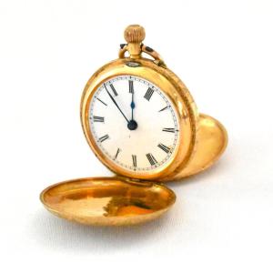 18k Full Hunter Pocket Watch Intricately Engraved Front And Back