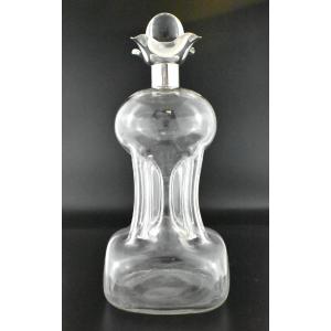 A Large Glug Glug" Decanter 1925 With Silver Top By Hukin & Heath Ltd