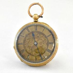 J W Benson 18ct Gold Victorian Fob Watch With Floral Engraving To Face And Back