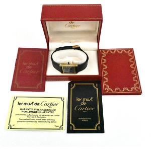 Le Must De Cartier Tank Watch 18ct Gold Plate On Sterling Silver Box & Paperwork