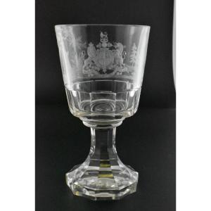 An Antique Engraved Glass Rummer, A Large, Wide-bowled Drinking Glass