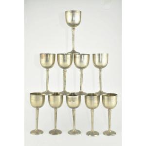 10 Pcs Antique Russian Judaica 875 Silver Kiddush Cups