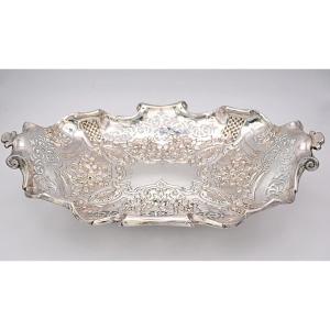 Victorian Solid Silver Pierced Oval Serving Dish – Sheffield 1898 By Martin Hall